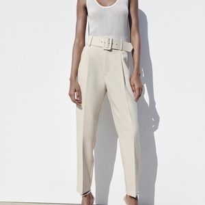 Zara | High-waisted Pants w/ Tonal Belt